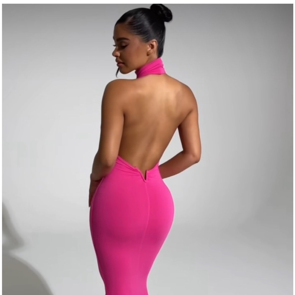 Naked Wardrobe Pink Backless Dress